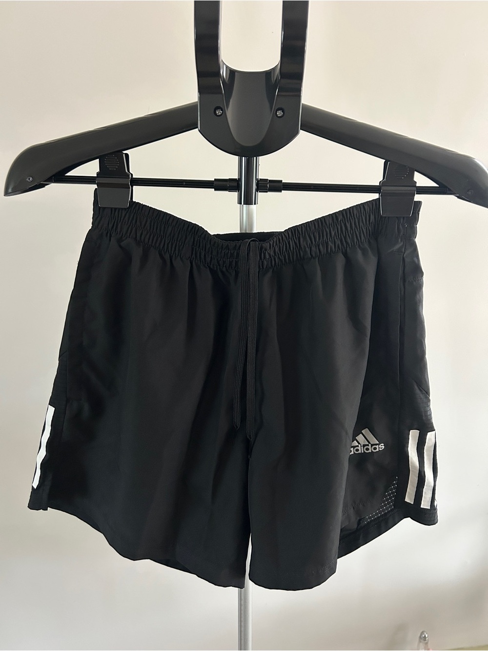 Aeroready Adidas Black Shorts with White Three-Stripe Accent